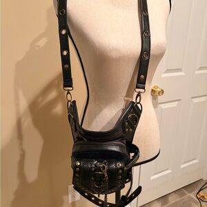 Gothic Black Studded Hip or Crossbody Bag